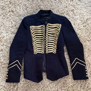 Zara Navy and Gold Military Jacket